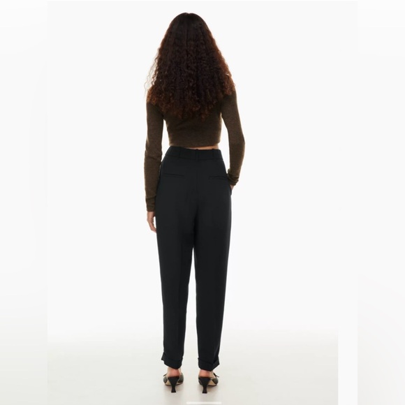 NWT Aritzia Wilfred Dashwood Pant - Black Crepette High-waisted pleated trousers - Picture 3 of 16